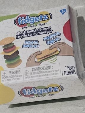 Just Play Fidgetz Stack Snacks Burger, a squishy and stretchy sensory toy
